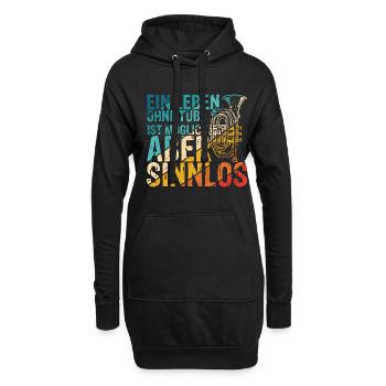 Tuba Konzert Orchester Tubaspieler Spruch Geschenk - Hoodie-Kleid - Schwarz - Vorne