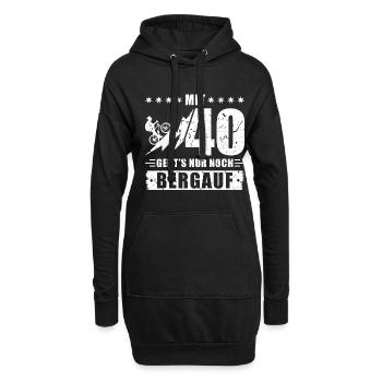 40. Geburtstag Bergauf Fahrrad Radfahren - Hoodie-Kleid - Schwarz - Vorne