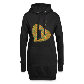 Feuille E 95 I - Sweat-shirt à capuche long Femme - noir - Devant