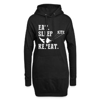 Kiteboarding Kite Kiten - Eat Sleep Kite Kitesurfe - Hoodie-Kleid - Schwarz - Vorne