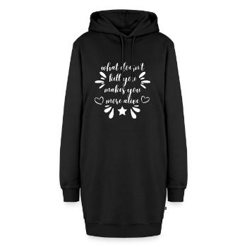 what doesn't kill you - weiß - Hoodie-Kleid - Schwarz - Vorne