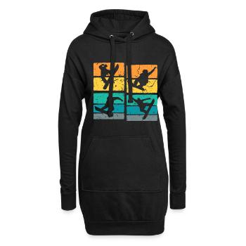 Snowboarder Retro - Hoodie-Kleid - Schwarz - Vorne