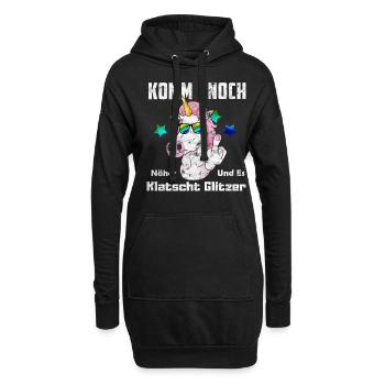 Es Klatscht Glitzer Mittelfinger - Hoodie-Kleid - Schwarz - Vorne