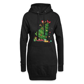 Arbre de Noël pour chat - Chaton de Noël - Sweat-shirt à capuche long Femme - noir - Devant