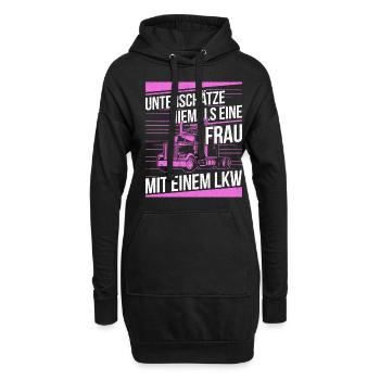 Unterschätze Niemals Eine Frau Mit Einem LKW Truck - Hoodie-Kleid - Schwarz - Vorne