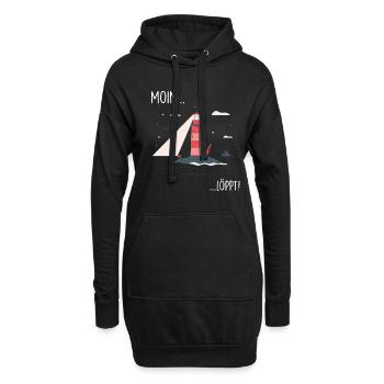 Moin Nordsee Leuchtturm & Möwen Strand Urlaub Meer - Hoodie-Kleid - Schwarz - Vorne
