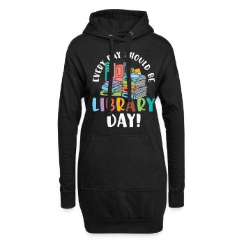 Every Day Should be Library Day Reading Books - Sweat-shirt à capuche long Femme - noir - Devant