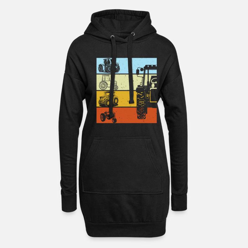 Traktor Retro Traktor Vintage Traktor Geschenk - Hoodie-Kleid - Schwarz