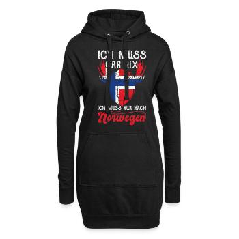 Oslo Ich muss gar nix ich muss nur nach Norwegen - Hoodie-Kleid - Schwarz - Vorne