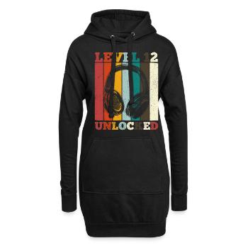 12.Geburtstag Jungen Video Gamer Level 12 Unlocked - Hoodie-Kleid - Schwarz - Vorne