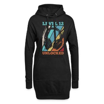 12.Geburtstag Video Gamer Level 12 Unlocked - Hoodie-Kleid - Schwarz - Vorne