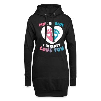 Schwangerschaftsparty Gender Reveal - Hoodie-Kleid - Schwarz - Vorne