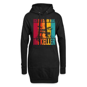 Ich bin dann mal im Keller - Schlagzeug Musiker Sc - Hoodie-Kleid - Schwarz - Vorne