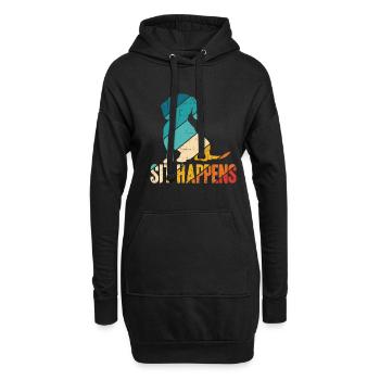 Dachshund Dackel Rauhaardackel Sit Happens Hundeli - Hoodie-Kleid - Schwarz - Vorne