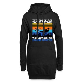 The closer i get to bottom the farther from idiots - Hoodie-Kleid - Schwarz - Vorne