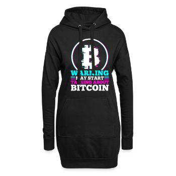 Warning may start talking about bitcoin - Hoodie-Kleid - Schwarz - Vorne