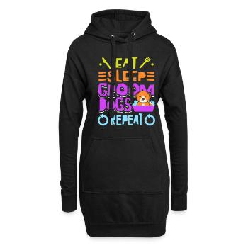 Essen Sie Schlafen, Pflegen Sie Hunde, - Hoodie-Kleid - Schwarz - Vorne