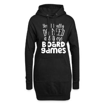 Funny All These Board Games - Hoodie-Kleid - Schwarz - Vorne