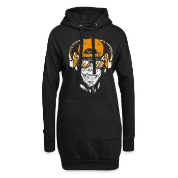Monkey DJ mit Kopfhörer und Sonnenbrille Geschenki - Hoodie-Kleid - Schwarz - Vorne