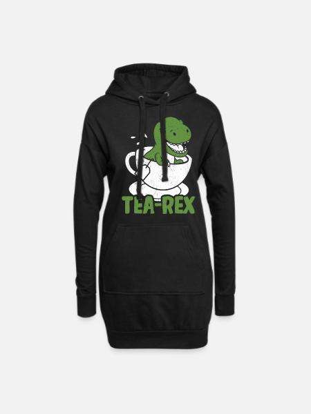 Tea-Rex Süßer T Rex Dinosaur Dino Tee Liebhaber - Hoodie-Kleid - Schwarz