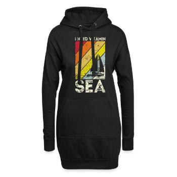 Kapitän Vitamin Sea Segeln Geschenk Segler Sprüche - Hoodie-Kleid - Schwarz - Vorne