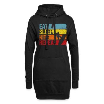 Kiteboarding Kite Kiten - Eat Sleep Kite Kitesurfe - Hoodie-Kleid - Schwarz - Vorne