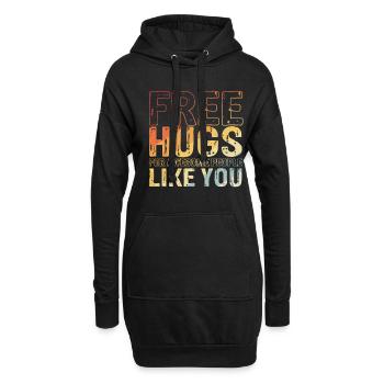 Free Hugs Spruch Umarmung Awesome Festival Geschen - Hoodie-Kleid - Schwarz - Vorne