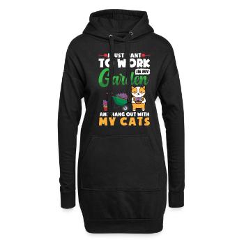 Working In My Garden And Hang Out With My Cat - Hoodie-Kleid - Schwarz - Vorne