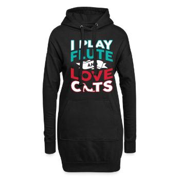 I Play Flute And Love Cats - Hoodie-Kleid - Schwarz - Vorne