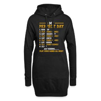 Funny Play Video Games All Night - Hoodie-Kleid - Schwarz - Vorne