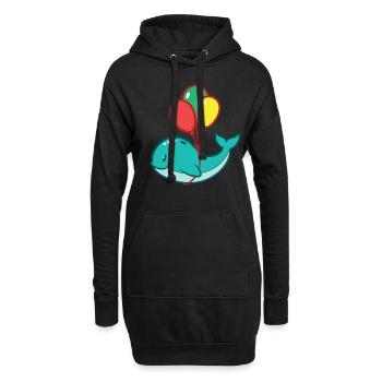 Cute Whale With Balloons - Hoodie-Kleid - Schwarz - Vorne