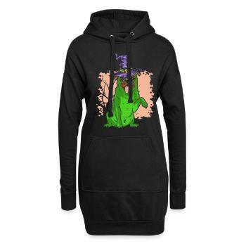 Cute Dog Pug In Witch Costume - Hoodie-Kleid - Schwarz - Vorne