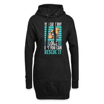 You can't buy love but you can rescue it - Hoodie-Kleid - Schwarz - Vorne
