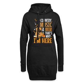 Country music and beer thats why im here - Hoodie-Kleid - Schwarz - Vorne
