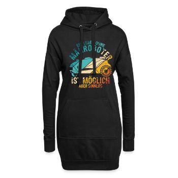 Mähroboter Garten Rasenroboter Mäher Spruch - Hoodie-Kleid - Schwarz - Vorne