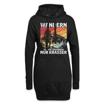 Wandern ist wie spazieren, nur krasser - Wanderer - Hoodie-Kleid - Schwarz - Vorne