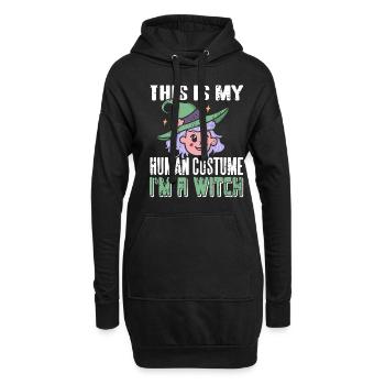 Hexe - Ceci est mon costume humain Je suis une sorcière - Sweat-shirt à capuche long Femme - noir - Devant
