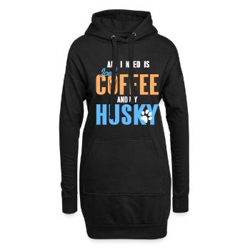What i need is iced Coffee and my Husky - Hoodie-Kleid - Schwarz - Vorne