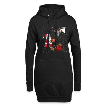 Basketball Noël Père Noël Joueur de basket-ball - Sweat-shirt à capuche long Femme - noir - Devant