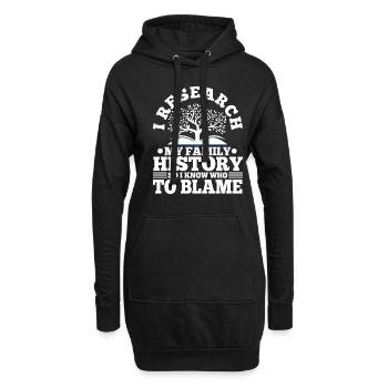 I research my family history - Hoodie-Kleid - Schwarz - Vorne