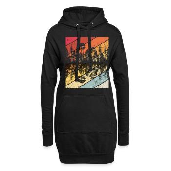 Wald Forrest Camping Vintage Baum Design Retro Lie - Hoodie-Kleid - Schwarz - Vorne