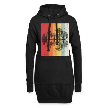Wald Forrest Vintage Design Retro Natur Wanderer L - Hoodie-Kleid - Schwarz - Vorne