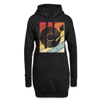 Vinly Plattenspieler Schallplatte 80s 90s Retro Sa - Hoodie-Kleid - Schwarz - Vorne