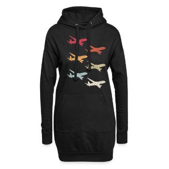 Retro Flugzeugführer Plane Vintage Flugzeug Pilot - Hoodie-Kleid - Schwarz - Vorne