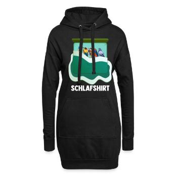 Schlafshirt Vogelmotiv Amsel Rotkehlchen Vogel Lie - Hoodie-Kleid - Schwarz - Vorne