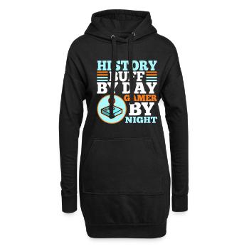 Histoire par joueur de jour la nuit - Sweat-shirt à capuche long Femme - noir - Devant