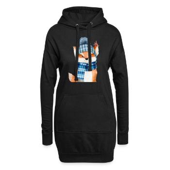 Renard d’hiver - Sweat-shirt à capuche long Femme - noir - Devant