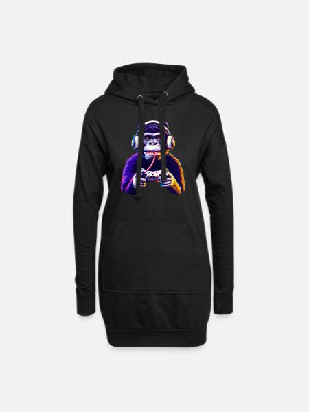 Gamer Affe Spielen - Hoodie-kjole - sort