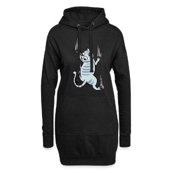 Katze Rutscht Ab - Katzenkrallen Katzen Fans Liebh - Hoodie-Kleid - Schwarz - Vorne