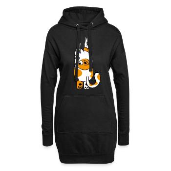 Katze Rutscht Ab - Katzenkrallen Katzen Fans Liebh - Hoodie-Kleid - Schwarz - Vorne